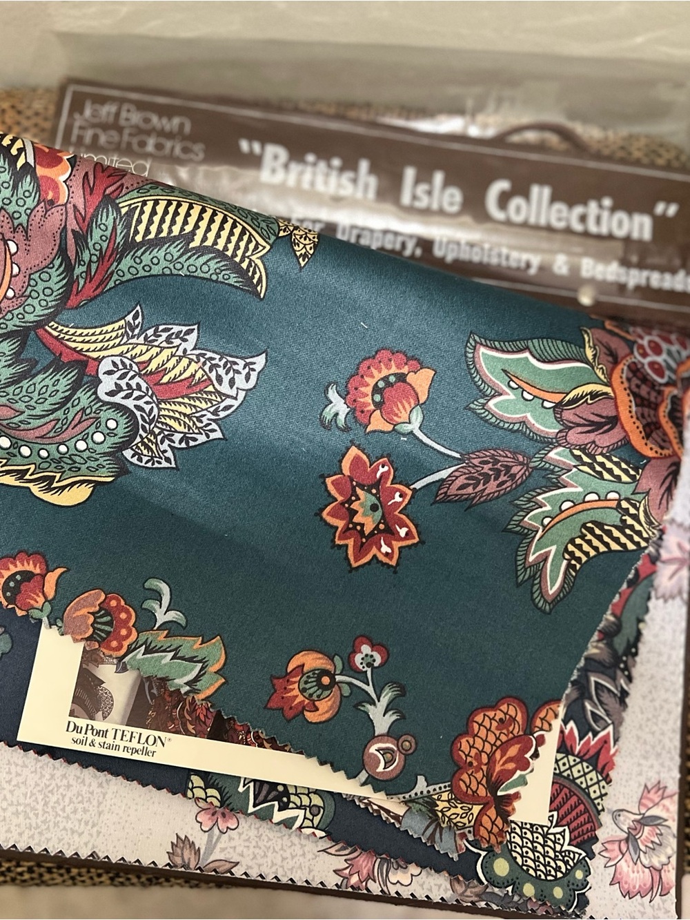 Jeff Brown Fine Fabrics Teal Floral Print Fabric